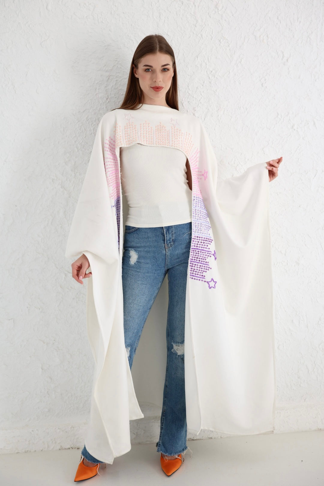 SULLA kaftan in white