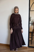 HAYAH lycra set in brown .