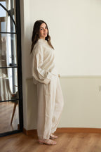 Linen set in beige .