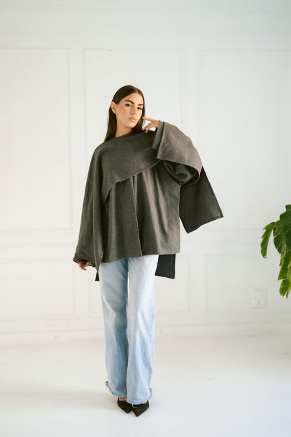 Grey Knitted Cape