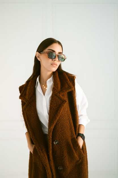 Brown Teddy Long Vest