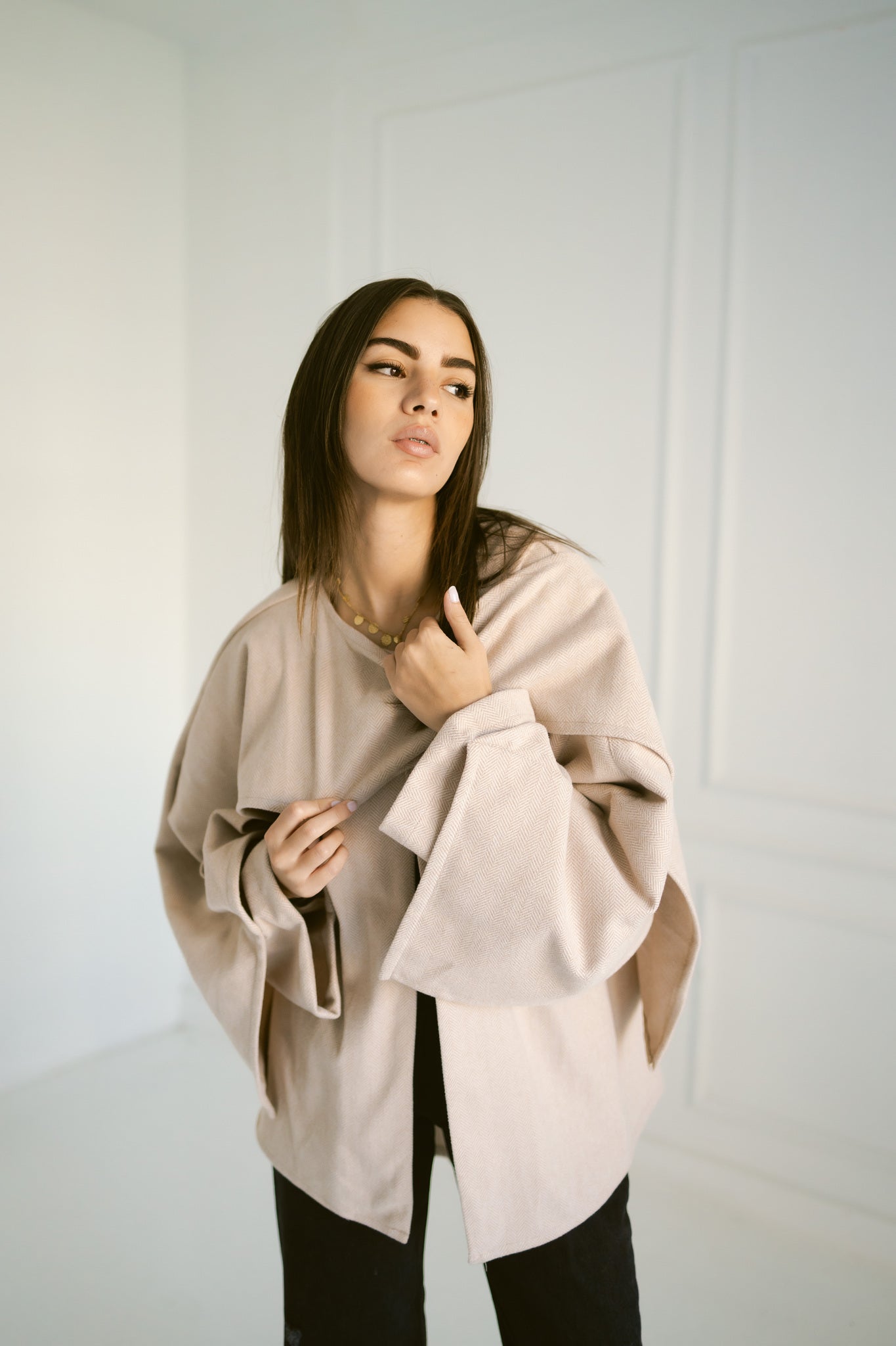 Beige Knitted Cape