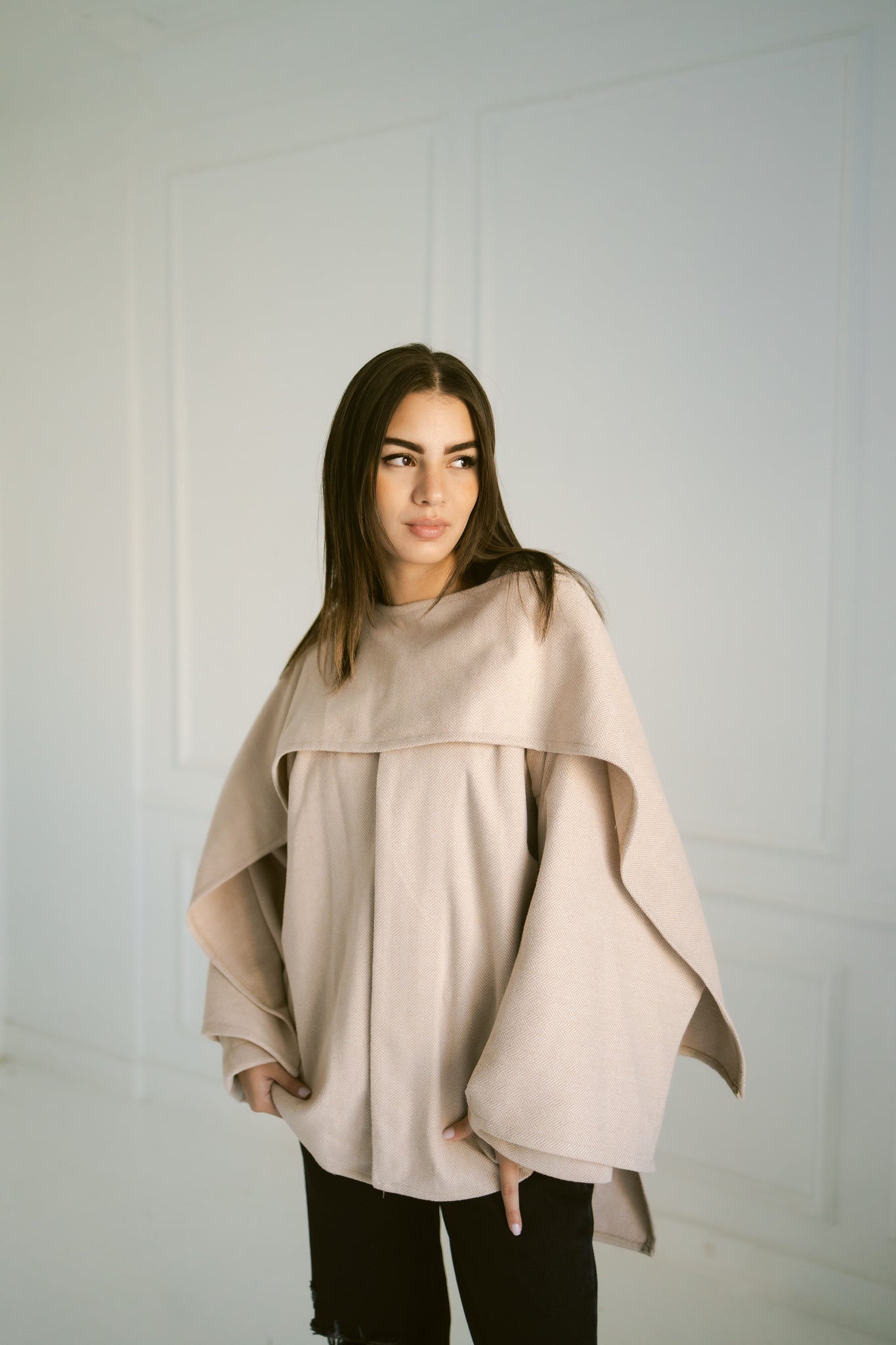 Beige Knitted Cape